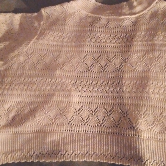 JACLyn Smith sweater Open front Pointelle knit shrug 1X white Y2K style - Picture 10 of 10